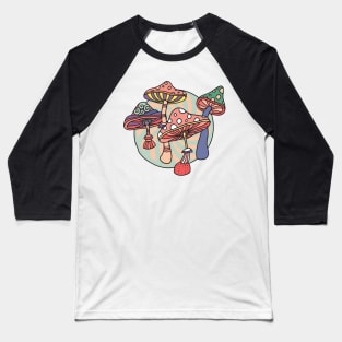 Retro Trippy  Mushrooms Baseball T-Shirt